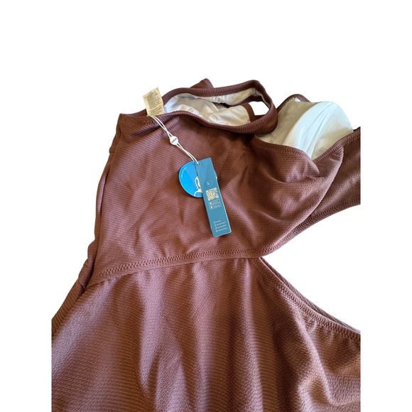 Cupshe -One Shoulder Cut Out Swimsuit Womens Mauve Ribbed Texture Beach‎ Pool - Picture 4 of 4